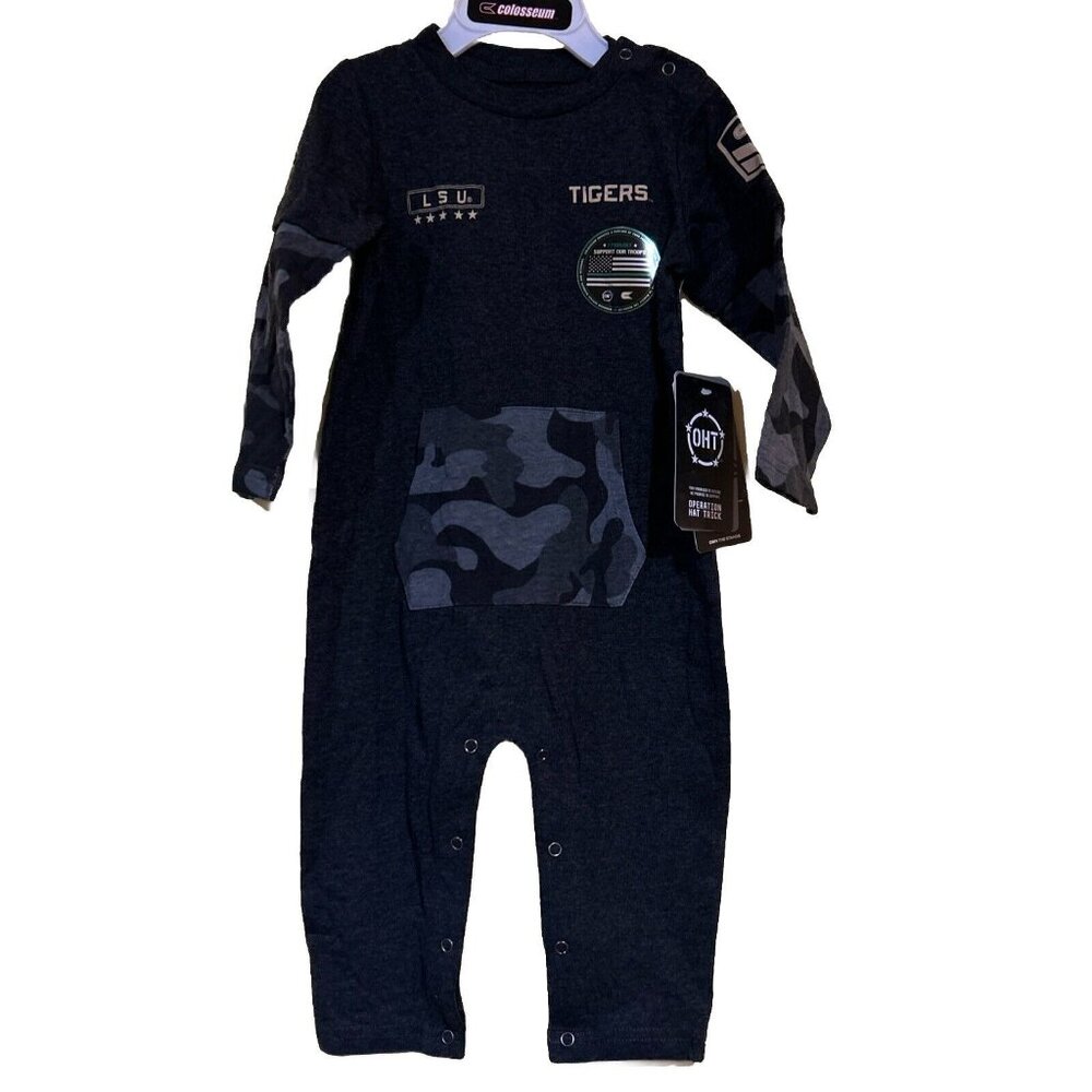 LSU Colosseum Camo Infant Boys One Piece 6-12M New